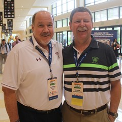 New CoSIDA Hall of Famer Pete Kawalski with past CoSIDA president and fellow HOFer Larry Dougherty.